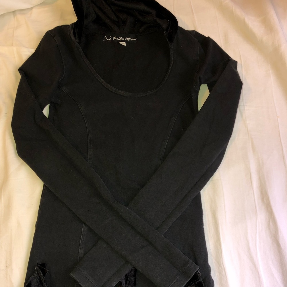 For Love and Lemons Black Hooded Dress